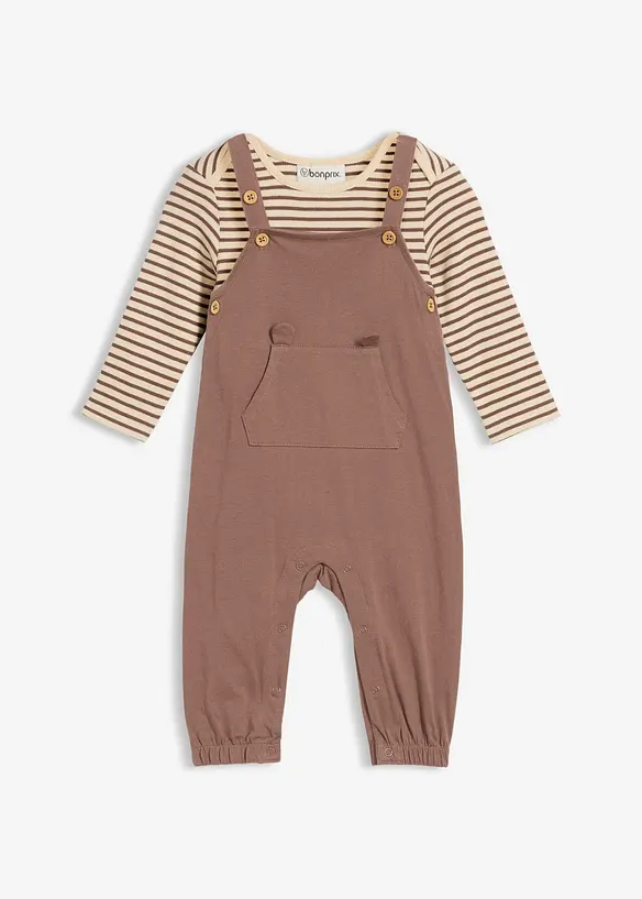 Salopette côtelée avec body 100% coton (ens. 2 pces), bonprix