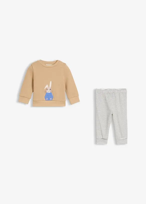 T-shirt manches longues et pantalon molletonné 100% coton (ens. 2 pces), bonprix