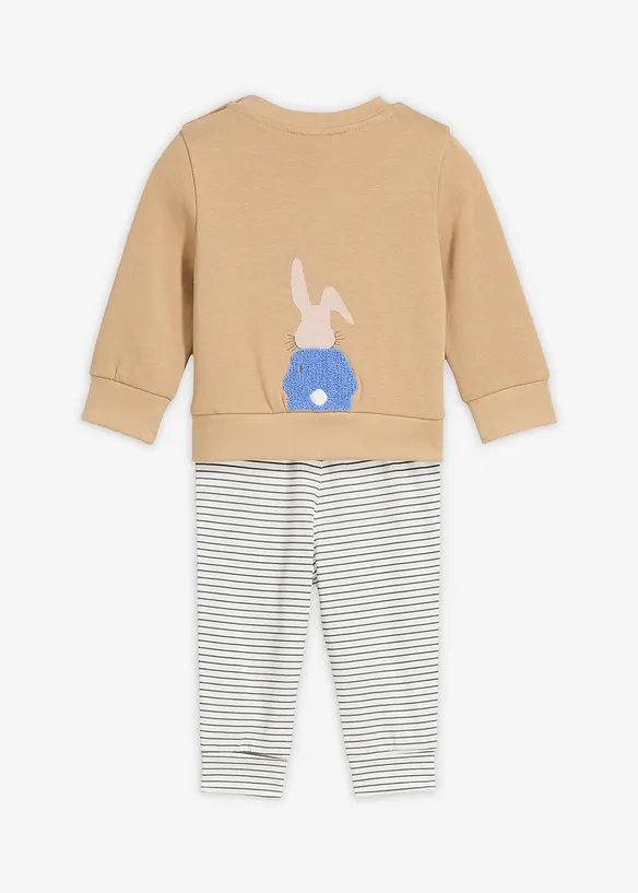 T-shirt manches longues et pantalon molletonné 100% coton (ens. 2 pces), bonprix