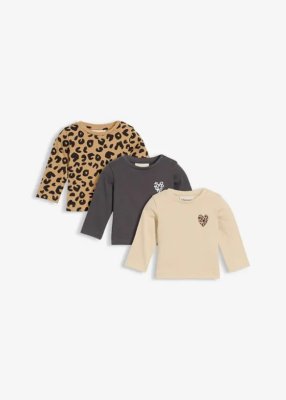 Lot de 3 T-shirts longs 100% coton, bonprix