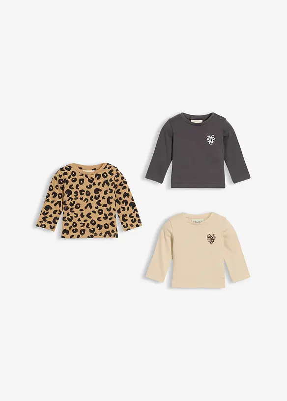 Lot de 3 T-shirts longs 100% coton, bonprix