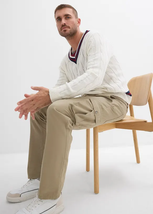 Pantalon droit cargo 100% coton, Regular, bonprix