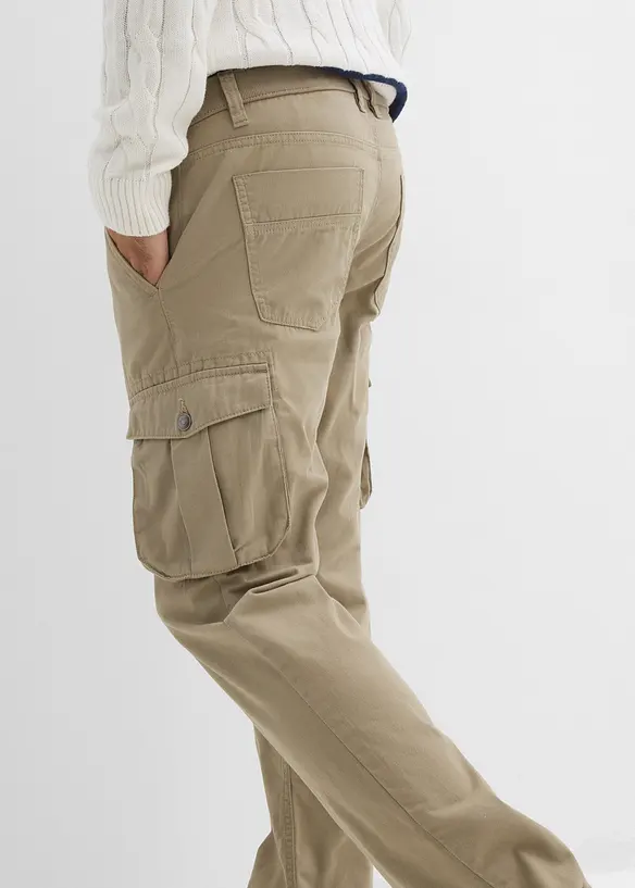 Pantalon droit cargo 100% coton, Regular, bonprix