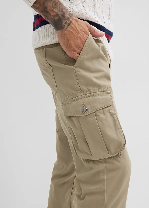 Pantalon droit cargo 100% coton, Regular, bonprix