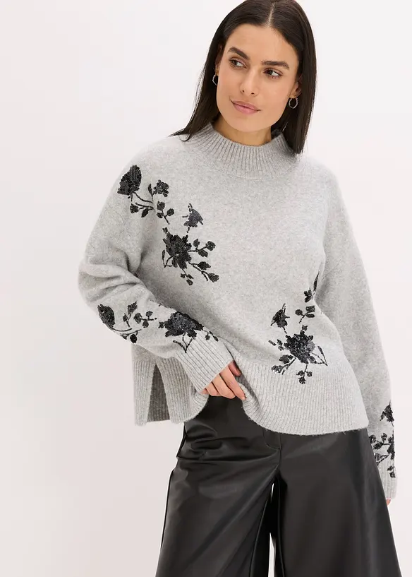 Pull brod&eacute; de sequins, bonprix