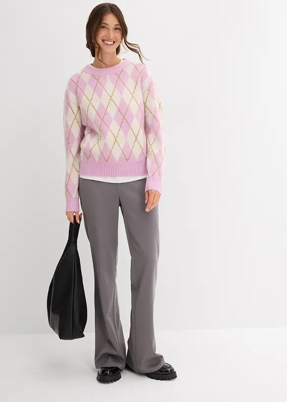 Pull à losanges en fine maille, bonprix