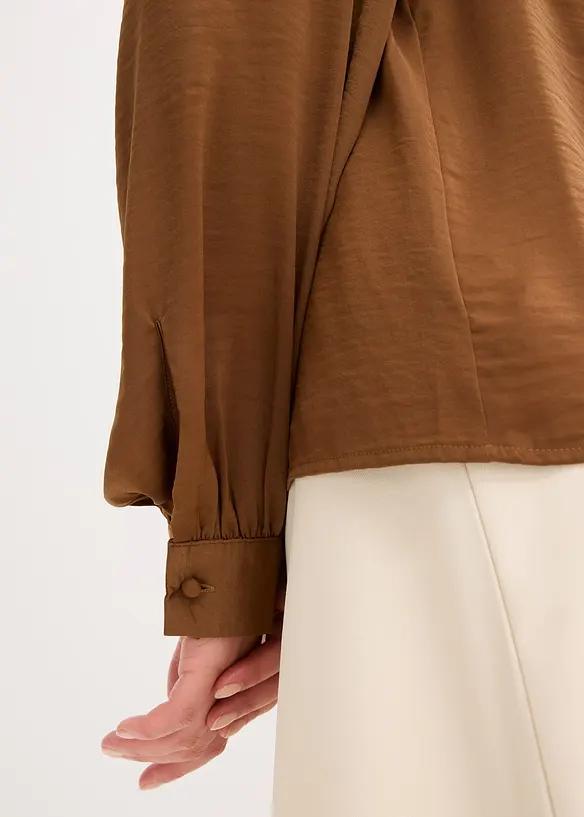 Blouse en satin avec galons en dentelle, bonprix