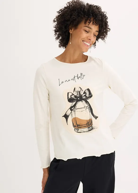 T-shirt manches longues en coton extensible, bonprix