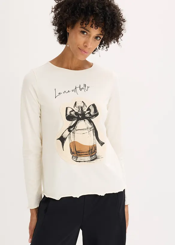 T-shirt manches longues en coton extensible, bonprix