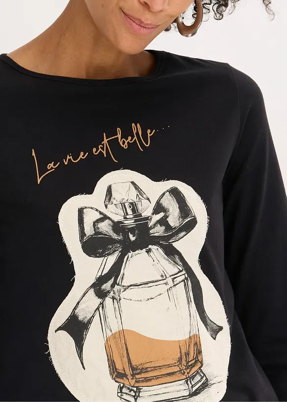 T-shirt manches longues en coton extensible, bonprix