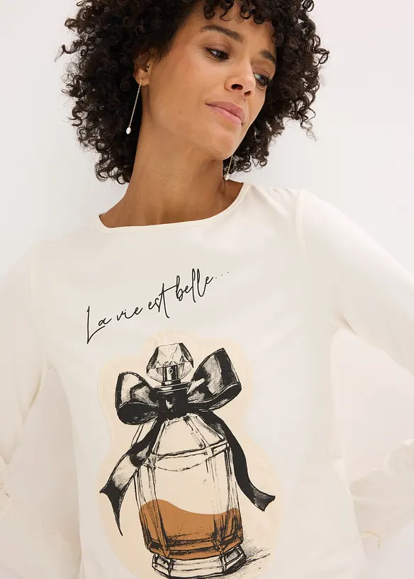 T-shirt manches longues en coton extensible, bonprix