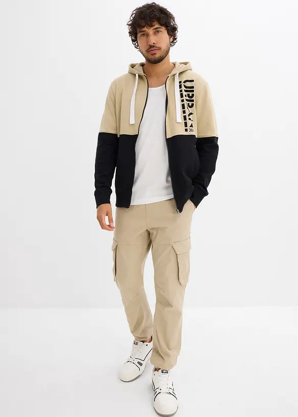 Sweat zipp&eacute; &agrave; capuche 100% coton, bonprix