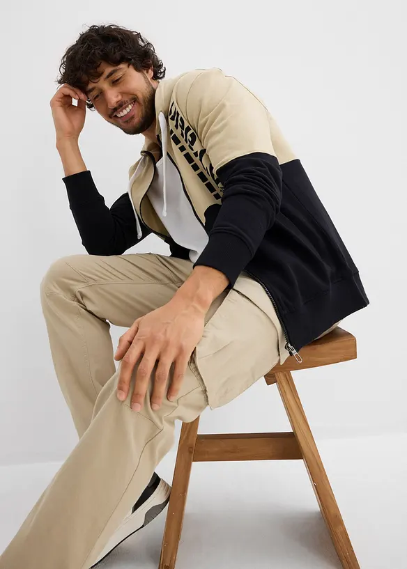 Sweat zipp&eacute; &agrave; capuche 100% coton, bonprix