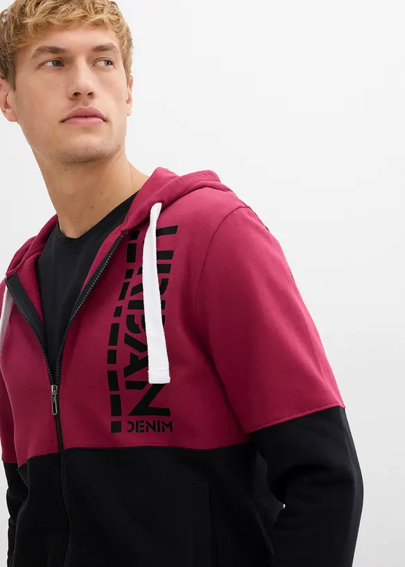 Sweat zippé à capuche 100% coton, bonprix