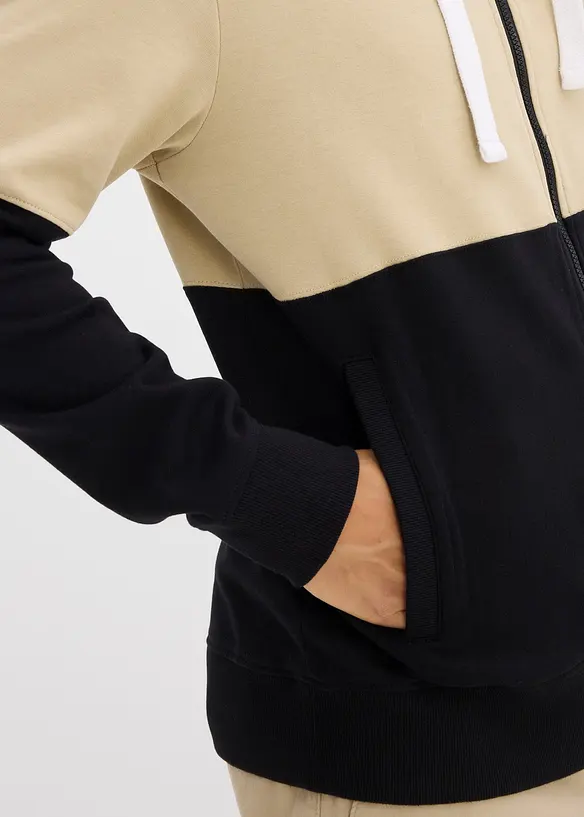 Sweat zipp&eacute; &agrave; capuche 100% coton, bonprix