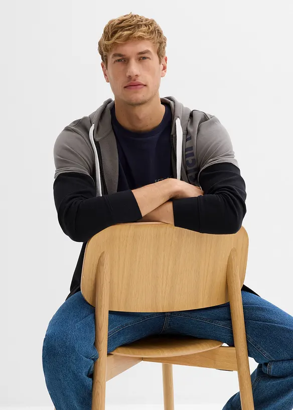 Sweat zippé à capuche 100% coton, bonprix