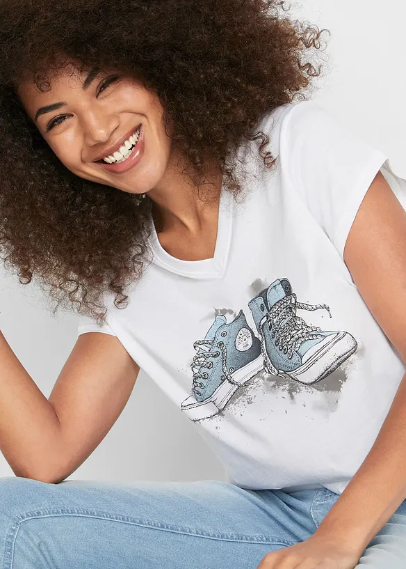 T-shirt long imprimé, bonprix