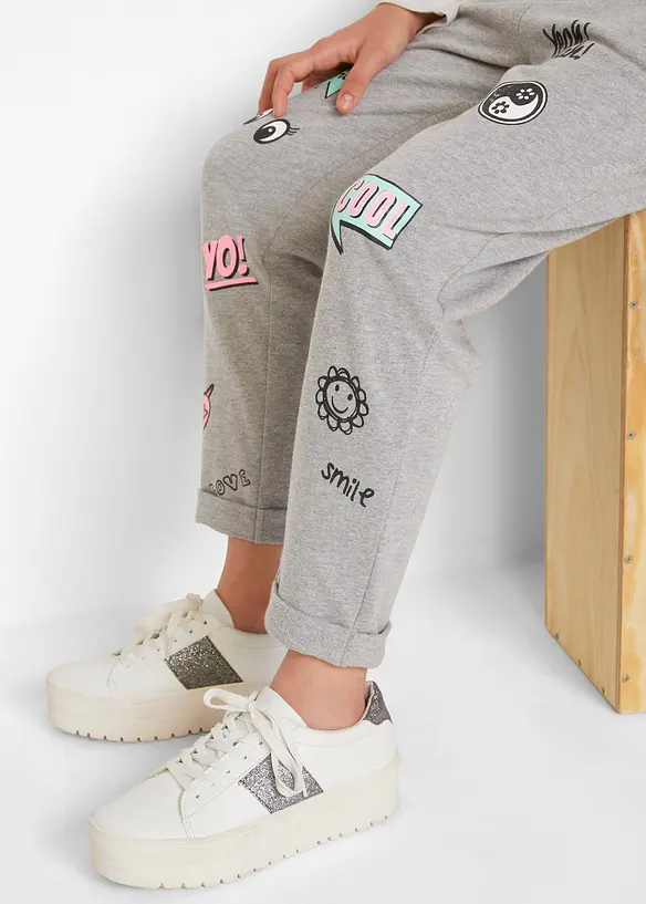 Pantalon sweat décontracté à imprimé BD, bonprix