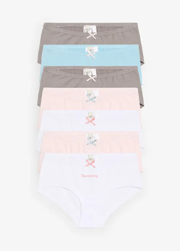 Lot de 7 culottes en coton doux avec n&oelig;ud en satin, bonprix
