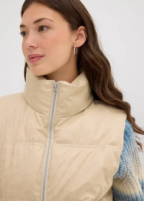 Gilet sans manches enduit et matelass&eacute;, bonprix