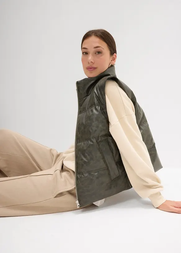 Gilet sans manches enduit et matelassé, bonprix