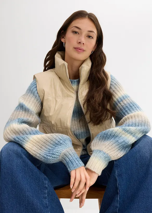 Gilet sans manches enduit et matelass&eacute;, bonprix