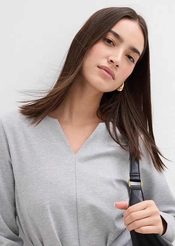 T-shirt manches longues avec lien à nouer, viscose majoritaire, bonprix