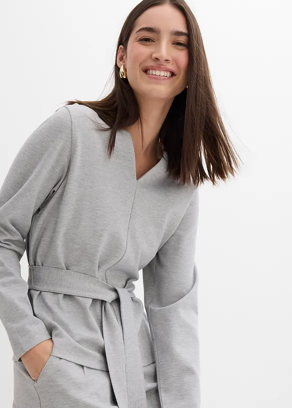 T-shirt manches longues avec lien à nouer, viscose majoritaire, bonprix