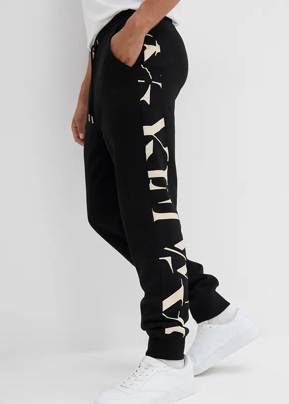 Pantalon de jogging avec empiècement, 100% coton, bonprix