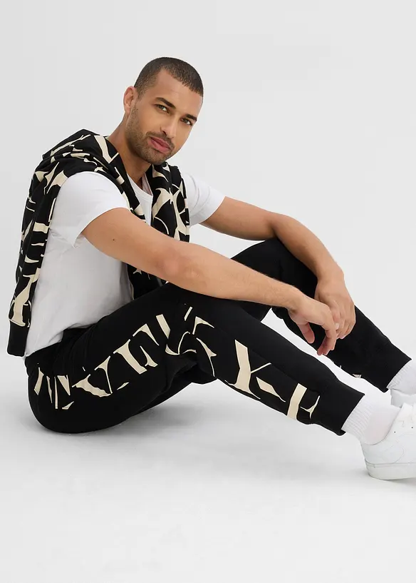 Pantalon de jogging avec empiècement, 100% coton, bonprix