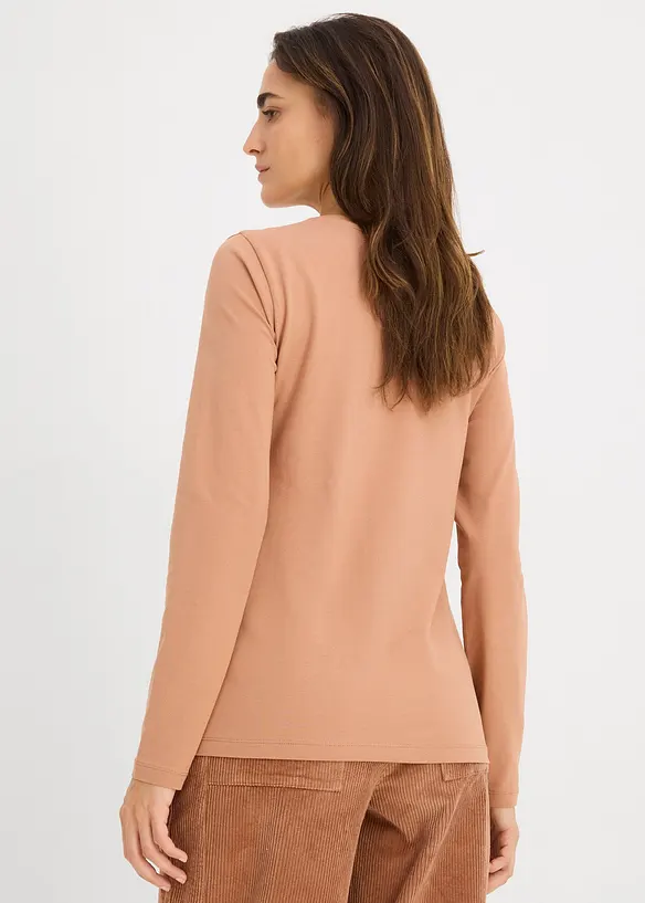 Lot de 2 T-shirts manches longues en coton extensible, bonprix