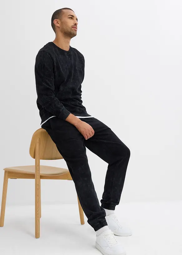 Pantalon de jogging aspect délavé 100% coton, loose, bonprix