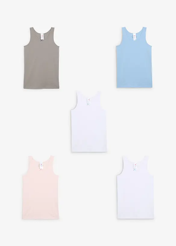 Lot de 5 caracos en coton doux avec nœud en satin, bonprix