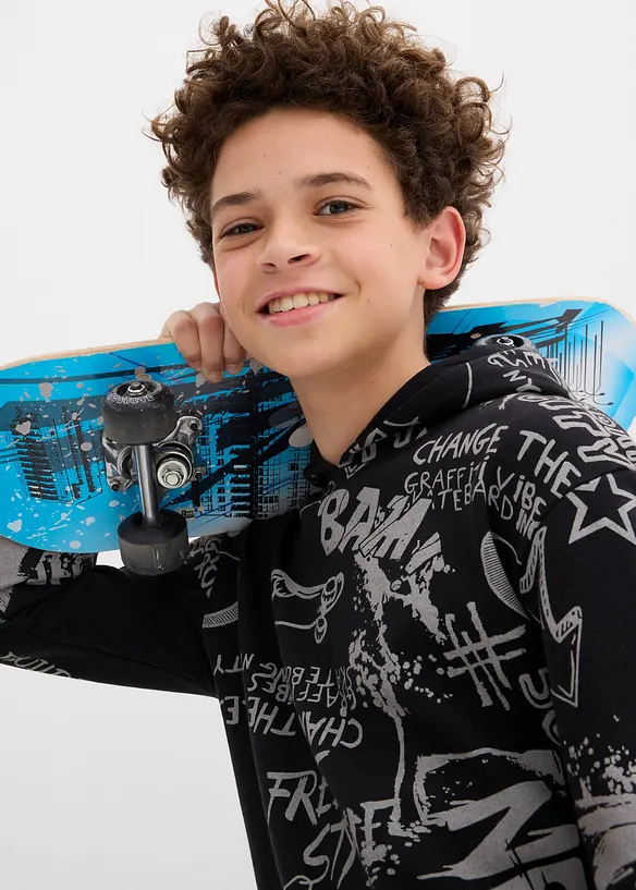 Sweat à capuche en matière douce, bonprix