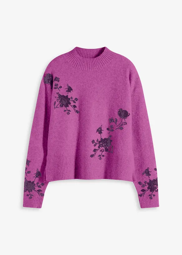 Pull brodé de sequins, bonprix