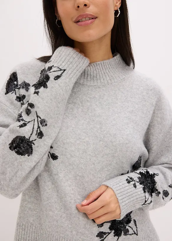Pull brod&eacute; de sequins, bonprix
