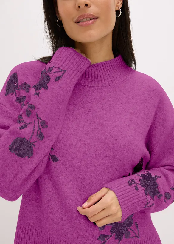 Pull brodé de sequins, bonprix