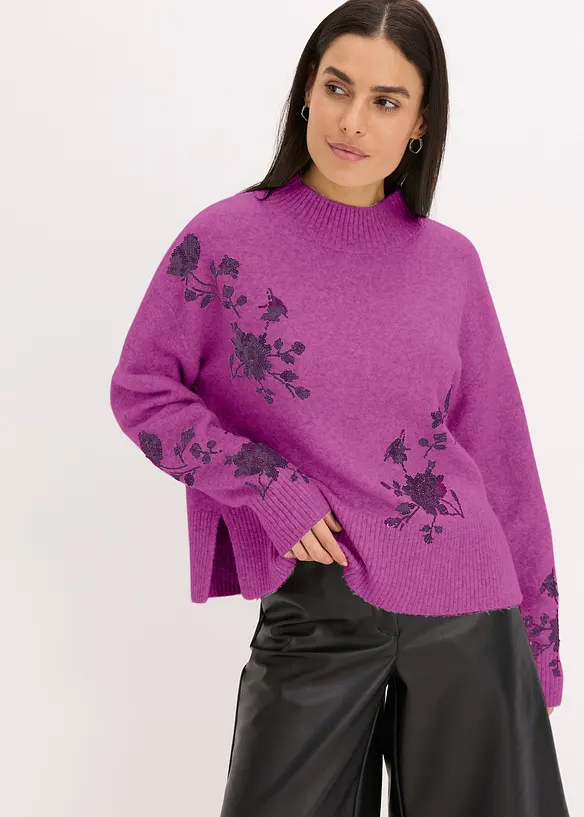 Pull brodé de sequins, bonprix