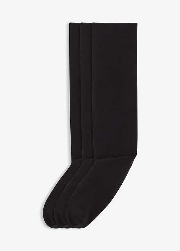 Lot de 3 paires de mi-bas thermiques 120den, intérieur éponge, bonprix