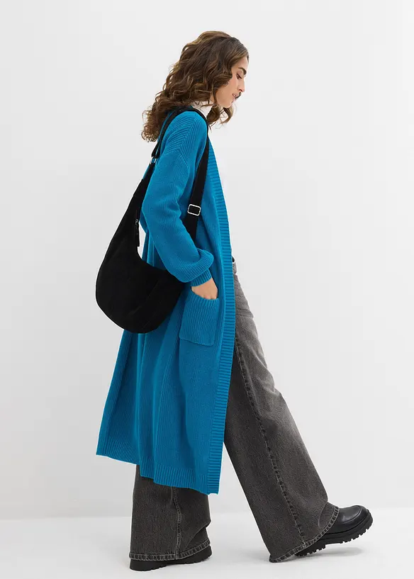 Gilet long en maille à épaules descendues, bonprix