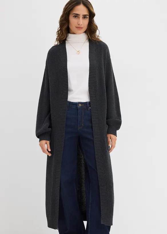 Gilet long en maille à épaules descendues, bonprix