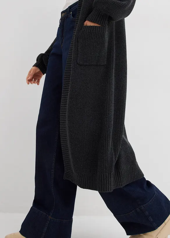 Gilet long en maille à épaules descendues, bonprix