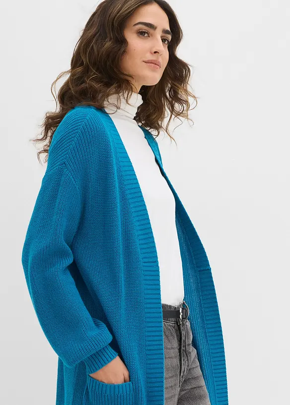 Gilet long en maille à épaules descendues, bonprix