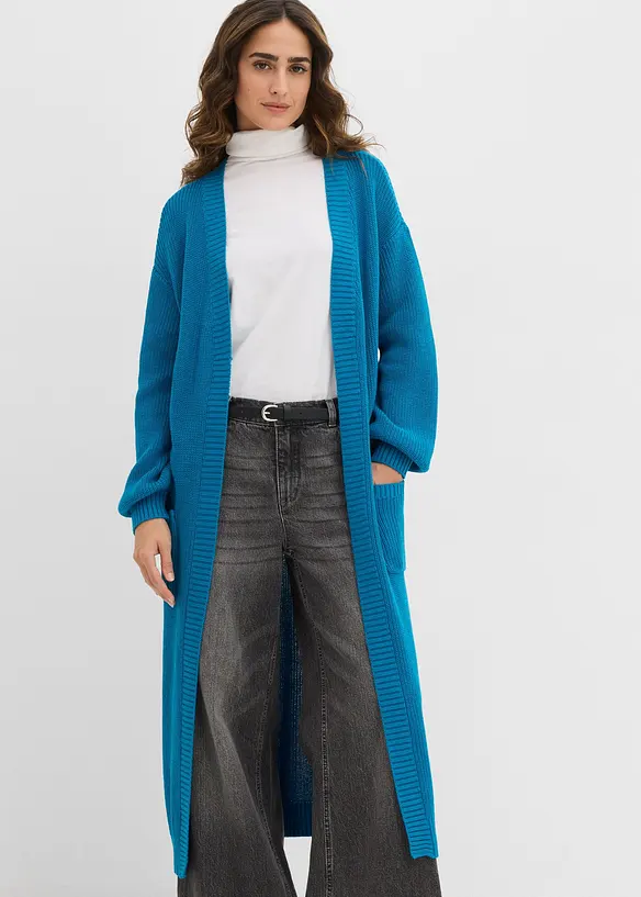 Gilet long en maille à épaules descendues, bonprix