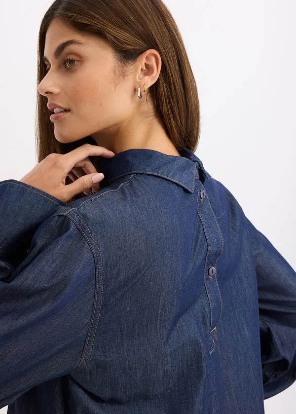 Blouse en jean avec larges manchettes, bonprix