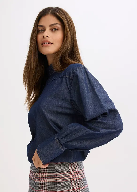 Blouse en jean avec larges manchettes, bonprix