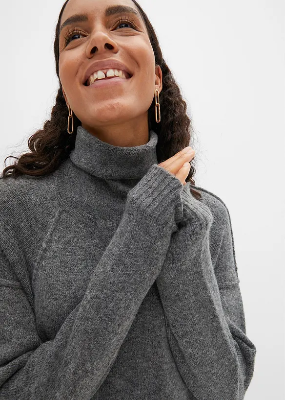 Robe en maille à col roulé, bonprix