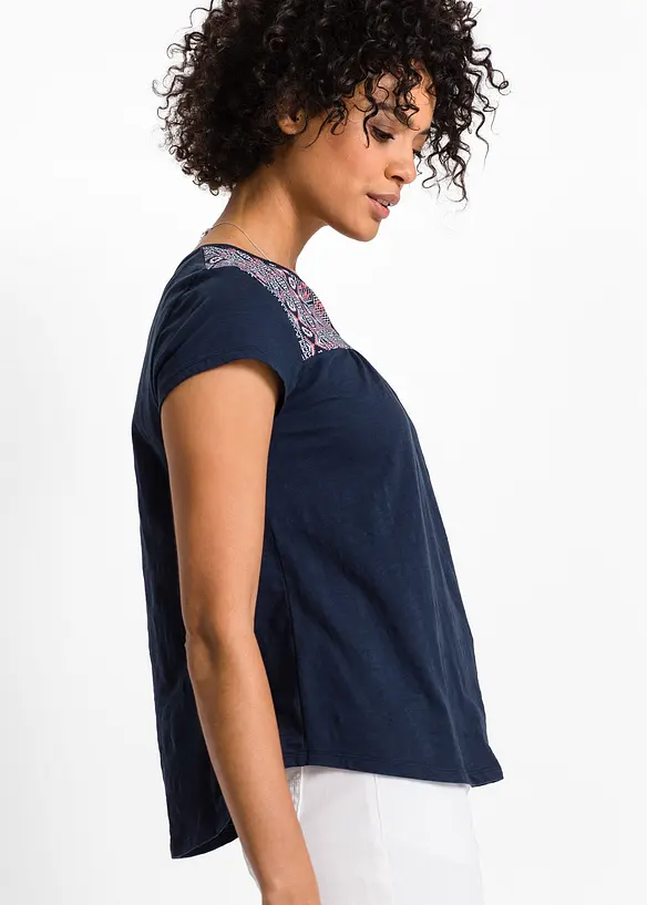 T-shirt coton forme trapèze imprimé, manches courtes, bonprix