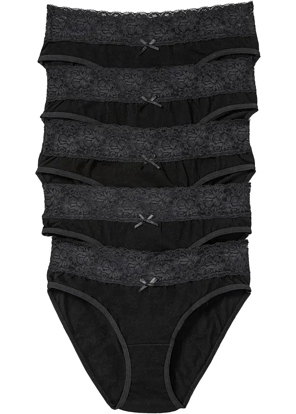 Lot de 5 slips à dentelle, bonprix