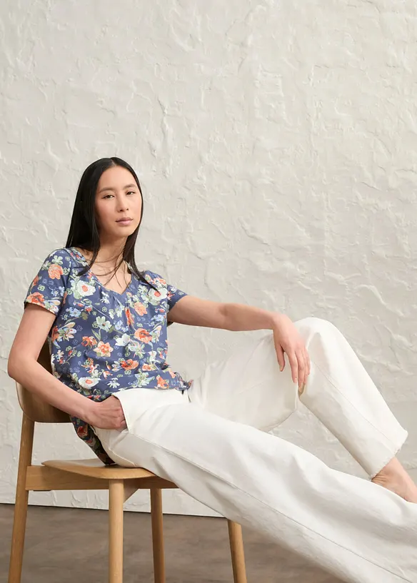 T-shirt en coton avec imprimé, manches courtes, bonprix